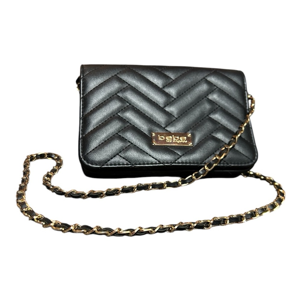 Bebe Black and Gold Mini Quilted Bag - Picture 1 of 7